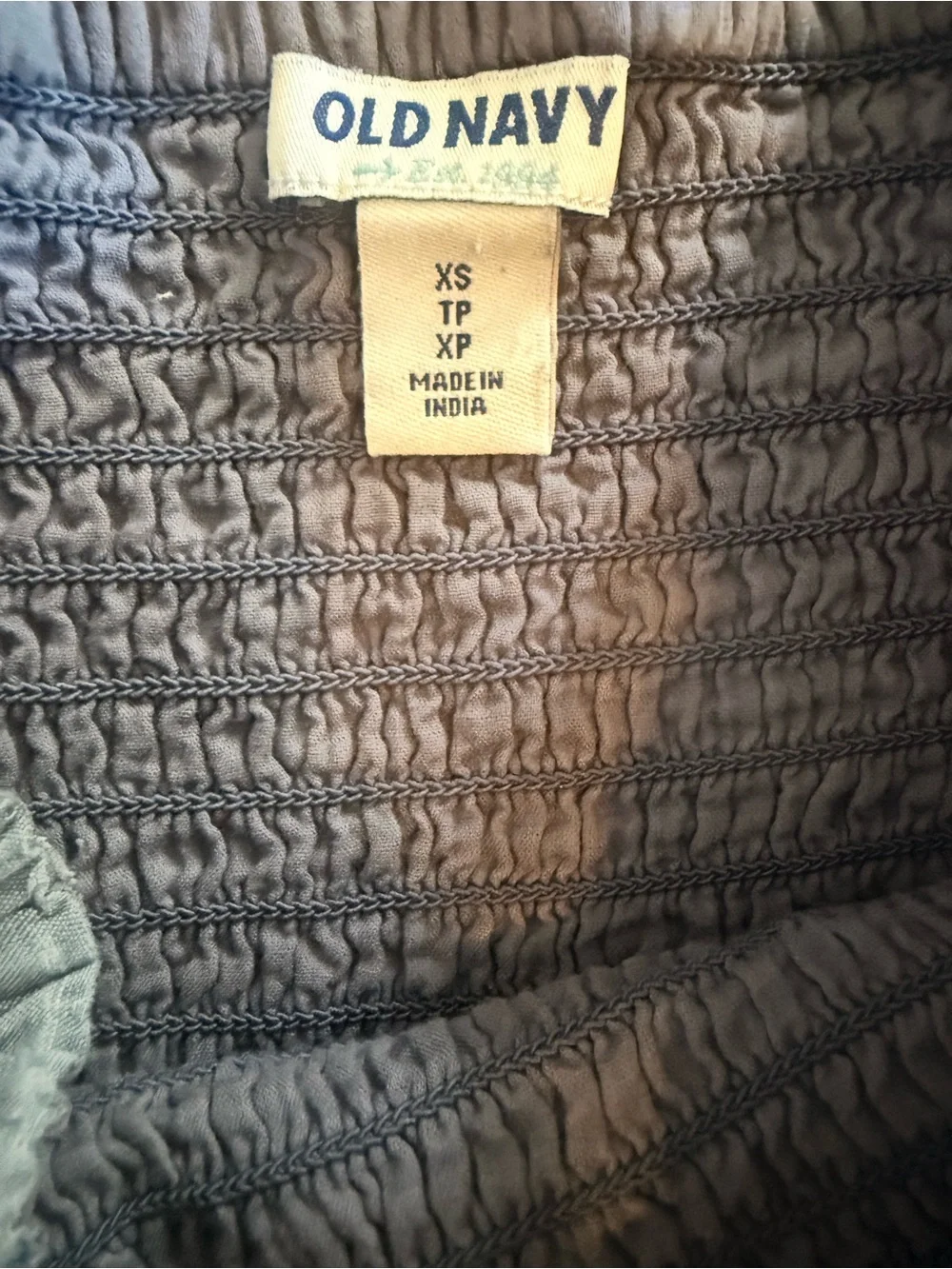 Old Navy Blue Tiered Ruffle Dress and Gray Spaghetti-Strap Sundress